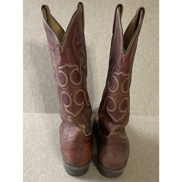 Tony Lama Mens Vtg El Rey Gold Label Cognac Calf Skin Boots Sz 10 B 0033 Brown - Picture 5 of 12